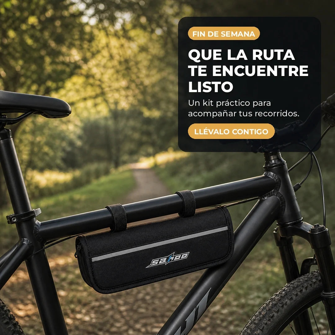 Kit compacto instalado en bicicleta para salidas de fin de semana
