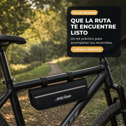 Kit compacto instalado en bicicleta para salidas de fin de semana